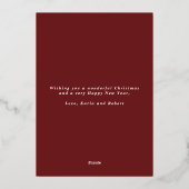 Merry & Married Elegant Script Rode Boog Foto Folie Feestdagenkaart (Achterkant)