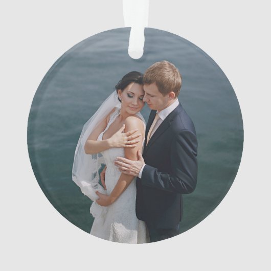 Merry & Married Elegant Script Wedding Photo Ornament (achterkant)
