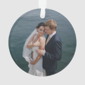 Merry & Married Elegante Script Trouwfoto Ornament (achterkant)