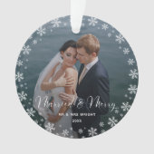 Merry & Married Elegante Script Trouwfoto Ornament (voorkant)