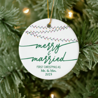 Merry & Married First Christmas als een gewoonte Keramisch Ornament