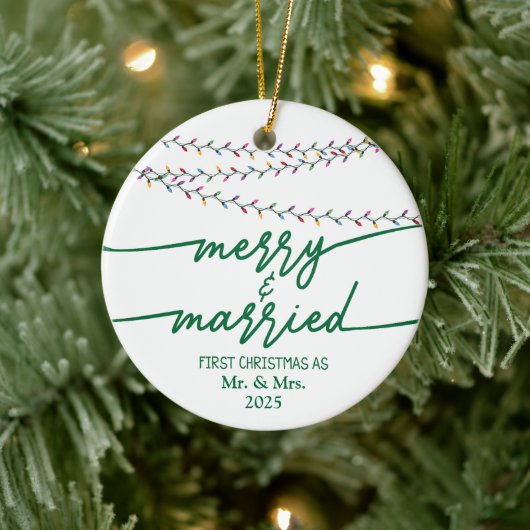 Merry & Married First Christmas als een gewoonte Keramisch Ornament (Boom)