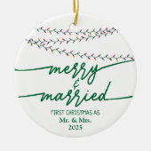Merry & Married First Christmas als een gewoonte Keramisch Ornament (Voorkant)