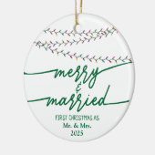 Merry & Married First Christmas als een gewoonte Keramisch Ornament (Links)