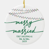 Merry & Married First Christmas als een gewoonte Keramisch Ornament (Achterkant)