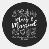 Merry Married First Christmas As Mr And Mrs 2025 N Ronde Sticker (Voorkant)