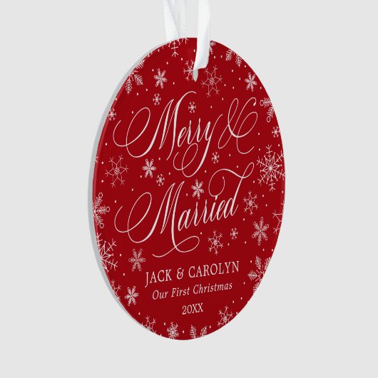Merry & Married First Christmas Foto Ornament (voorkant)