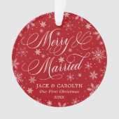 Merry & Married First Christmas Foto Ornament (voorkant)