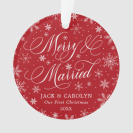 Merry & Married First Christmas Foto Ornament