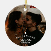 Merry & Married First Christmas-scriptfoto Keramisch Ornament (Voorkant)