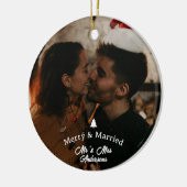 Merry & Married First Christmas-scriptfoto Keramisch Ornament (Links)
