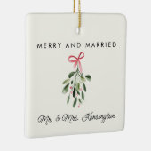 Merry & Married Gepersonaliseerde Pas getrouwd Wed Keramisch Ornament (Rechts)