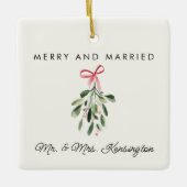 Merry & Married Gepersonaliseerde Pas getrouwd Wed Keramisch Ornament (Voorkant)