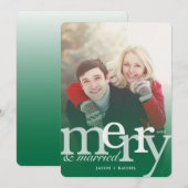 MERRY & Married Green Overlay Foto Kerst Feestdagenkaart (Voorkant / Achterkant)