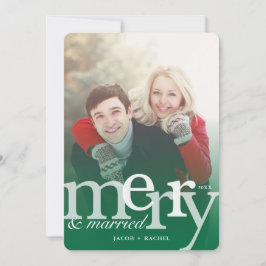 MERRY & Married Green Overlay Foto Kerst Feestdagenkaart