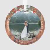 Merry Married Greenery Waterverf Foto Wood Ornament (achterkant)