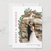 Merry & Married Holly & Berries Arch Foto Feestdagenkaart (Voorkant)