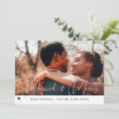 Merry & Married Holly Foto Holiday Kaart. (Staand voorkant)