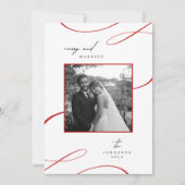 Merry & Married Minimalist Rood Zwart Wit Foto Feestdagenkaart (Voorkant)