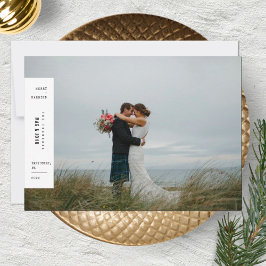 Merry & Married Minimalistische Trouwfoto met Kers Feestdagenkaart
