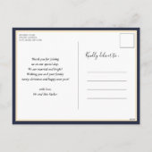 Merry Married Modern Blue Script-foto Kerstmis Feestdagenkaart (Achterkant)