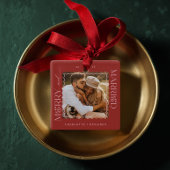 Merry & Married Modern Minimal Wavy Photo Keepsake Keramisch Ornament