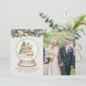Merry & Married Mouse Paar Kerstfoto Feestdagenkaart (Staand voorkant)
