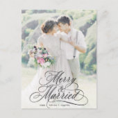 Merry & Married Newly Weds Eerste Kerstfoto Briefkaart (Voorkant)