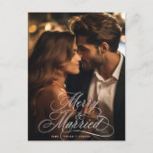 Merry & Married Newly Weds Eerste Kerstfoto Briefkaart (Voorkant)