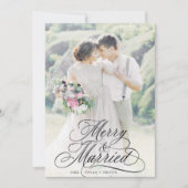 Merry & Married Newly Weds Eerste Kerstfoto Feestdagenkaart (Voorkant)