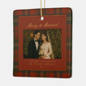 Merry & Married Newlywed First Christmas Photo Keramisch Ornament (Links)