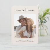 Merry & Married Pas getrouwd Kerstfoto Ivoor Feestdagenkaart (Staand voorkant)