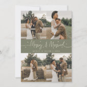 Merry & Married Pas getrouwd Multi Photo Sage Feestdagenkaart (Voorkant)