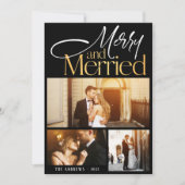 Merry & Married Passen getrouwd 3 Foto Kerst Feestdagenkaart (Voorkant)