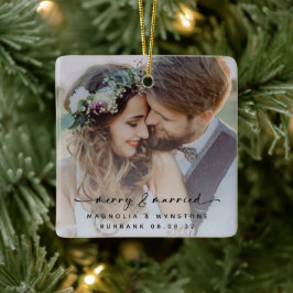 Merry & Married Passen getrouwd Foto Keepomwille Keramisch Ornament
