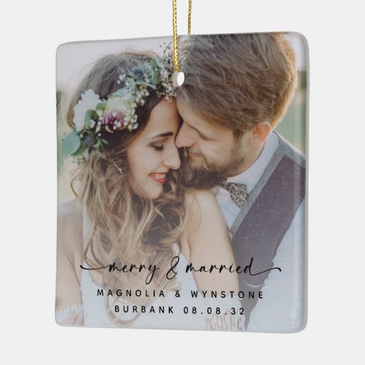Merry & Married Passen getrouwd Foto Keepomwille Keramisch Ornament (Links)