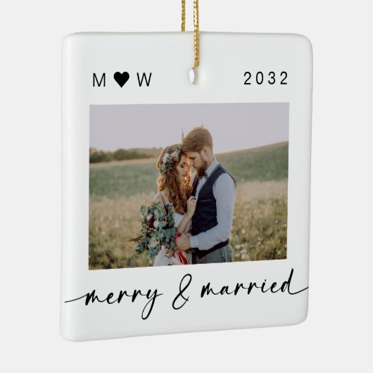 Merry & Married Passen getrouwd Foto Keepomwille Keramisch Ornament (Rechts)