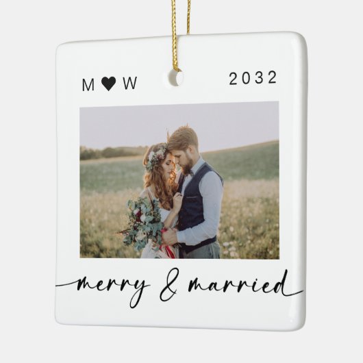 Merry & Married Passen getrouwd Foto Keepomwille Keramisch Ornament (Links)