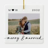 Merry & Married Passen getrouwd Foto Keepomwille Keramisch Ornament (Achterkant)