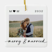 Merry & Married Passen getrouwd Foto Keepomwille Keramisch Ornament (Voorkant)