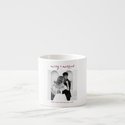 Merry & Married - Personalized Newlywed Christmas Espresso Kop (Voorkant)
