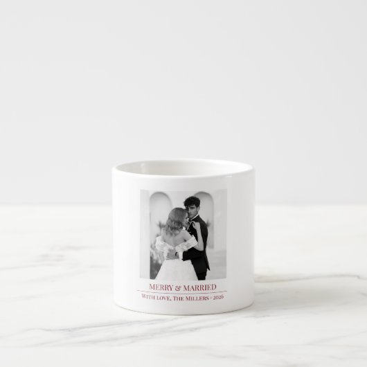 Merry & Married - Personalized Newlywed Christmas  Espresso Kop (Voorkant)