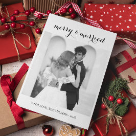 Merry & Married - Personalized Newlywed Christmas  Feestdagenkaart