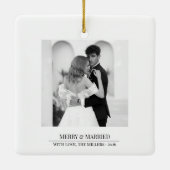 Merry & Married - Personalized Newlywed Christmas Keramisch Ornament (Achterkant)