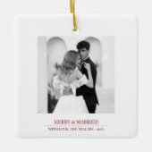Merry & Married - Personalized Newlywed Christmas Keramisch Ornament (Voorkant)