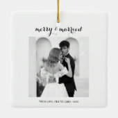 Merry & Married - Personalized Newlywed Christmas  Keramisch Ornament (Achterkant)