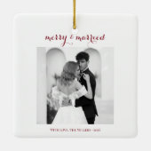 Merry & Married - Personalized Newlywed Christmas  Keramisch Ornament (Achterkant)
