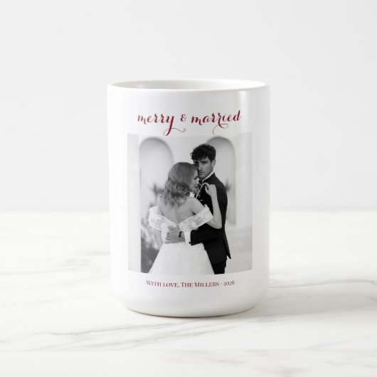 Merry & Married - Personalized Newlywed Christmas  Koffiemok (Center)