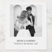 Merry & Married - Personalized Newlywed Christmas Wijn Etiket (Enkel label)