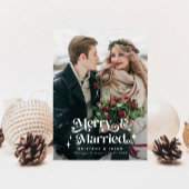 Merry & Married Photo Overlay Text Retro Feestdagenkaart